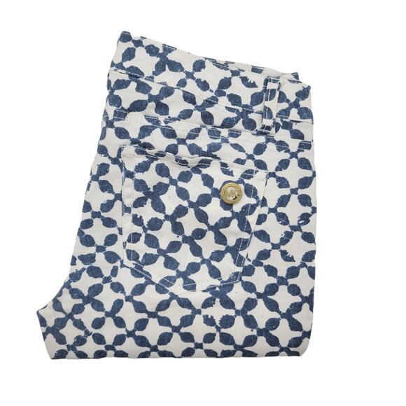 Michael Kors Skinny White Blue Batik Print Ankle Jeans - Size 4 - Picture 6 of 8
